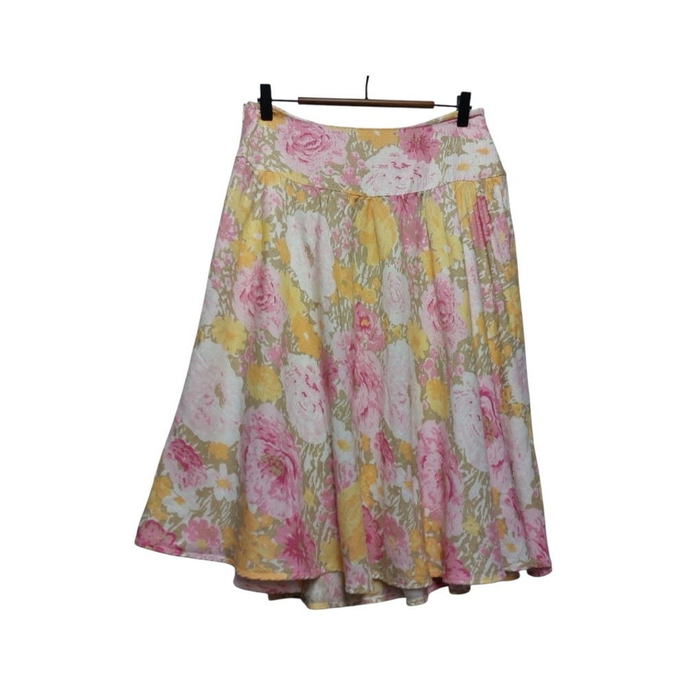 Y2K Loft Peony Linen Blend Asymmetrical Midi-Skirt Size 6 cottagecore Prairie